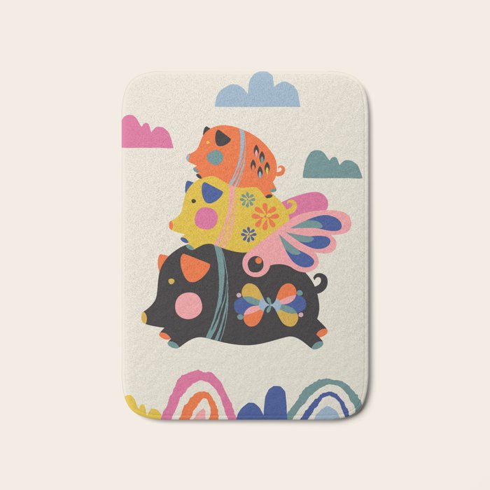 Flying pigs Bath Mat Gallery Image 1