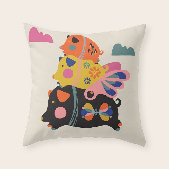 Flying pigs Throw Pillow Gallery Image 6