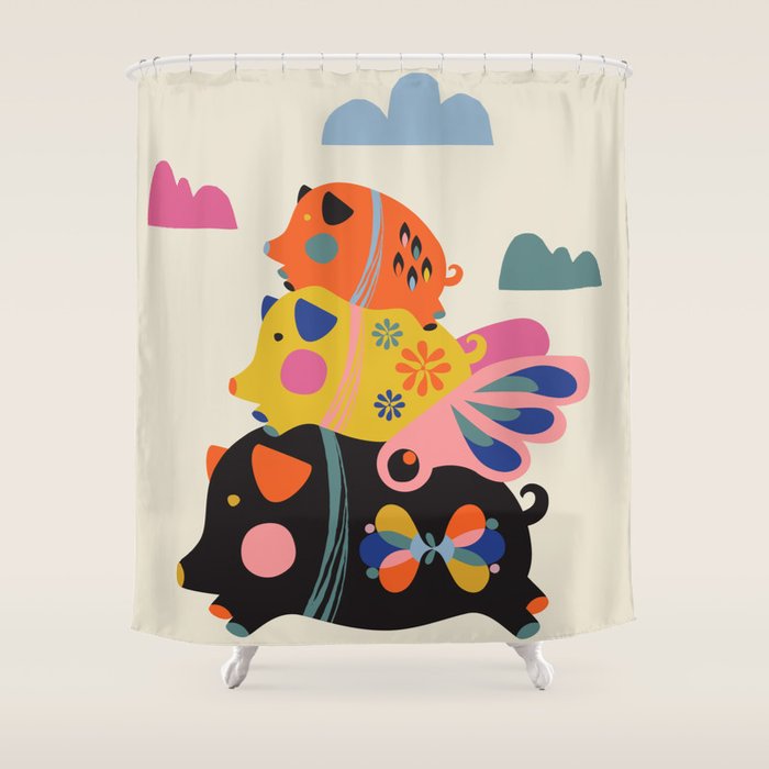 Flying pigs Shower Curtain Gallery Image 1