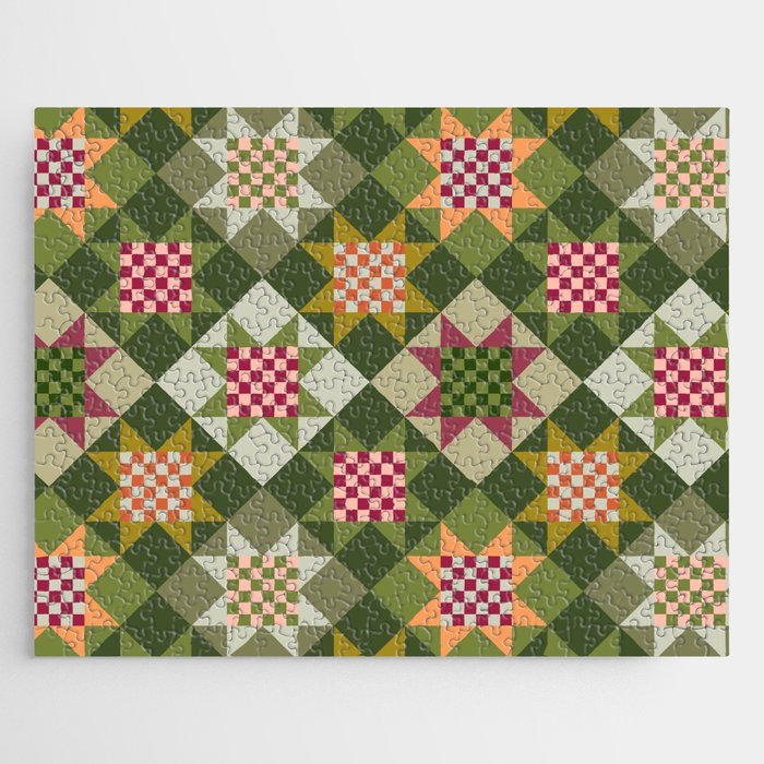 Checkerboard Quilt - Fall Colors Jigsaw Puzzle Gallery Image 1