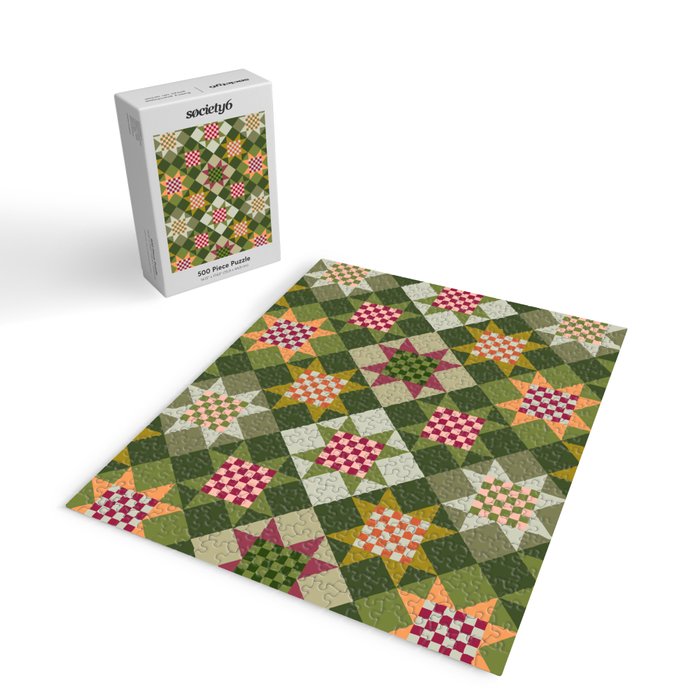 Checkerboard Quilt - Fall Colors Jigsaw Puzzle Gallery Image 2