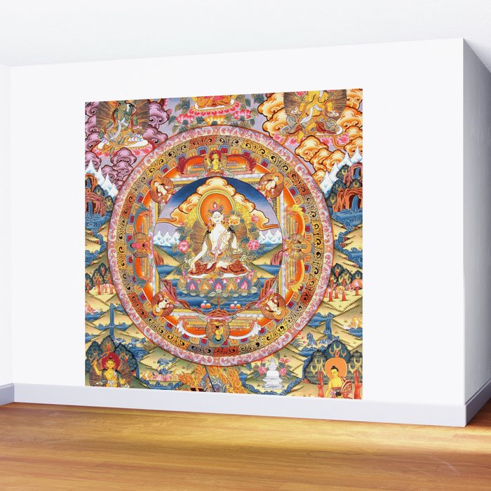White Tara Mandala Buddhist Thangka Wall Mural Gallery Image 2