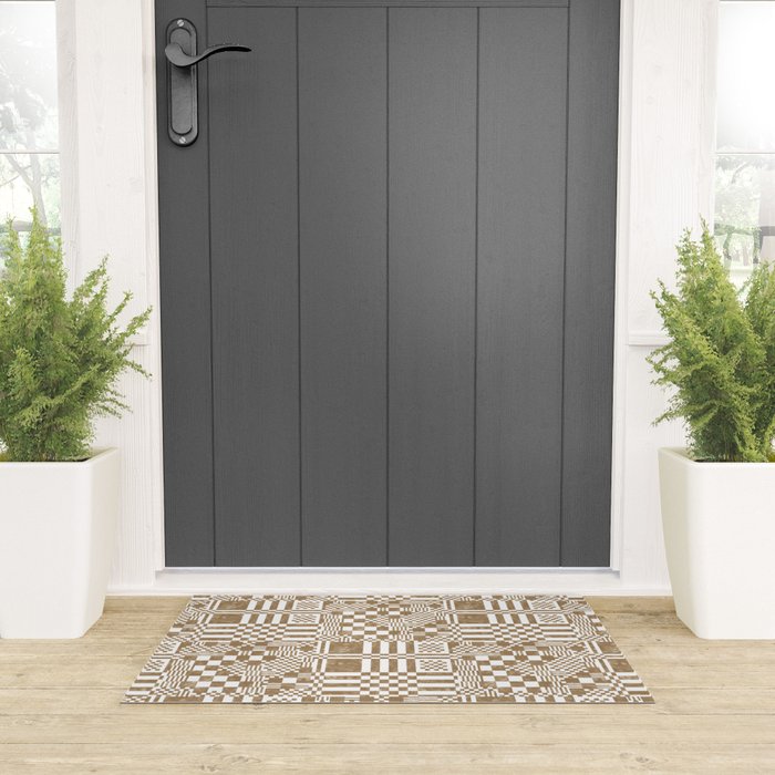 Warm Vintage Checks Welcome Mat Gallery Image 3