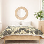 Gray, Black, Cream, Yellow & Red Sophisticated Floral Pattern Duvet Cover Gallery Image 3