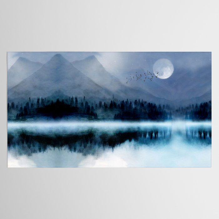 Mountainscape Under The Moonlight Tablecloth Gallery Image 2