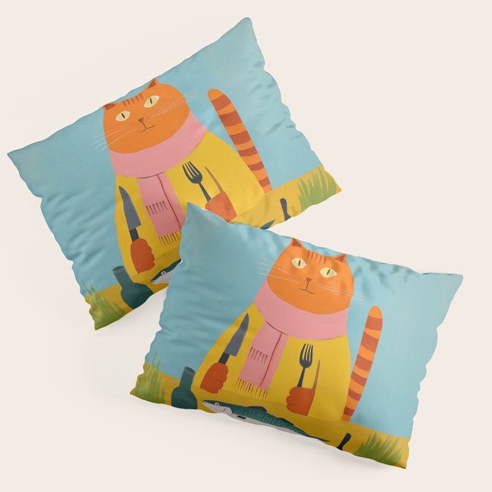 Hungry Cats Fish Feast Pillow Sham Gallery Image 3