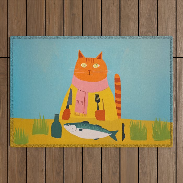 Hungry Cats Fish Feast Outdoor Rug Gallery Image 1