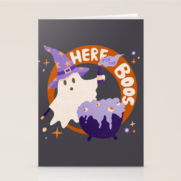 Here for the boos - cute witchy ghost Stationery Card Gallery Image 2