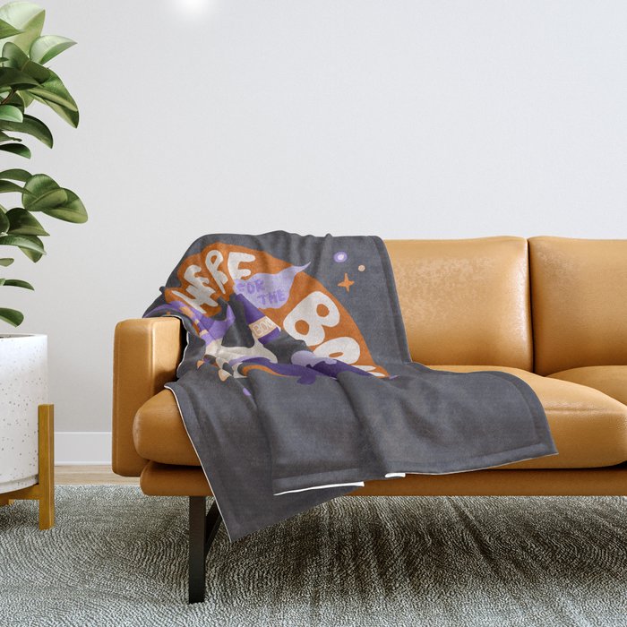 Here for the boos - cute witchy ghost Throw Blanket Gallery Image 1
