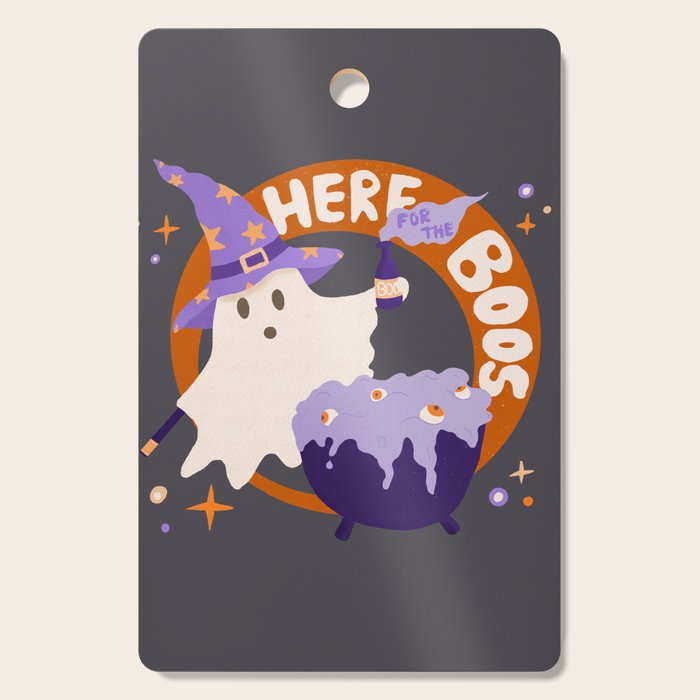 Here for the boos - cute witchy ghost Cutting Board Gallery Image 1