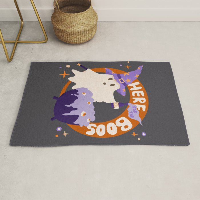 Here for the boos - cute witchy ghost Rug Gallery Image 1