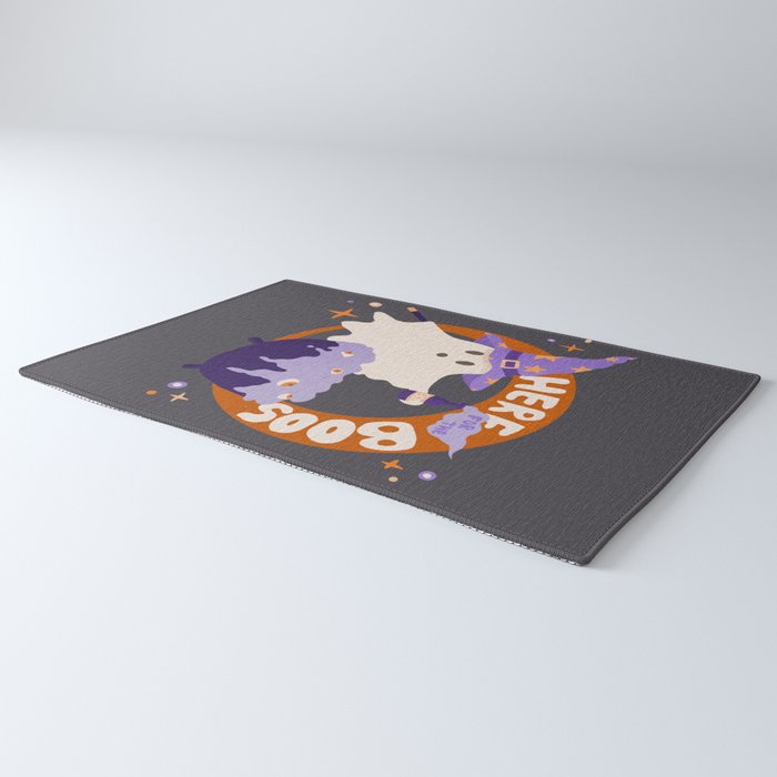 Here for the boos - cute witchy ghost Rug Gallery Image 3