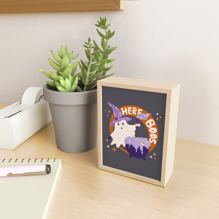 Here for the boos - cute witchy ghost Mini Art Print Gallery Image 2