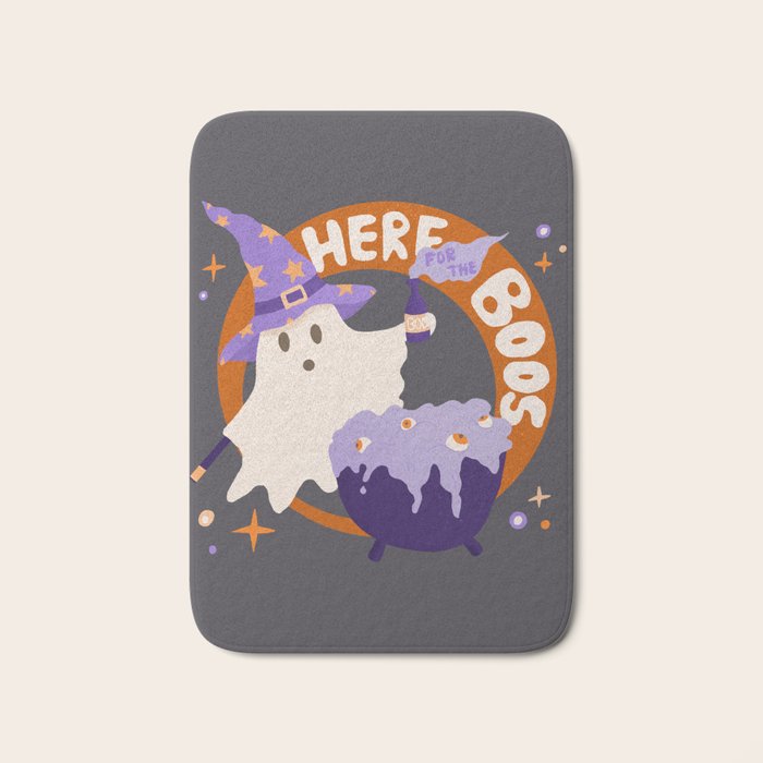 Here for the boos - cute witchy ghost Bath Mat Gallery Image 1
