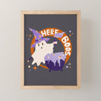 Here for the boos - cute witchy ghost Mini Art Print Gallery Image 1