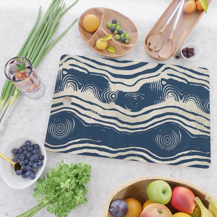 Indigo Tides and Ripple Lines Cutting Board Gallery Image 2