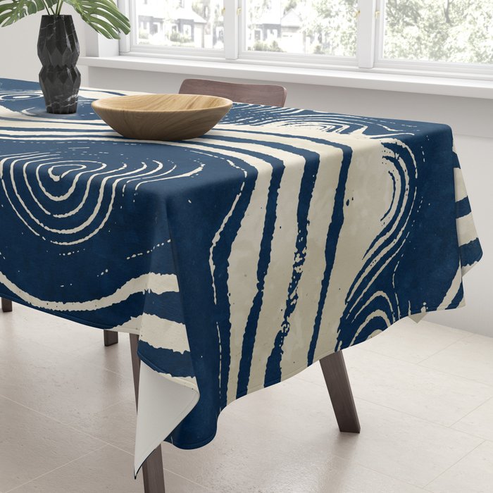 Indigo Tides and Ripple Lines Tablecloth Gallery Image 3