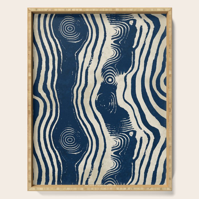 Indigo Tides and Ripple Lines Serving Tray Gallery Image 1