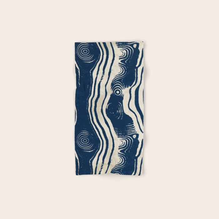 Indigo Tides and Ripple Lines Bath Towel Gallery Image 1