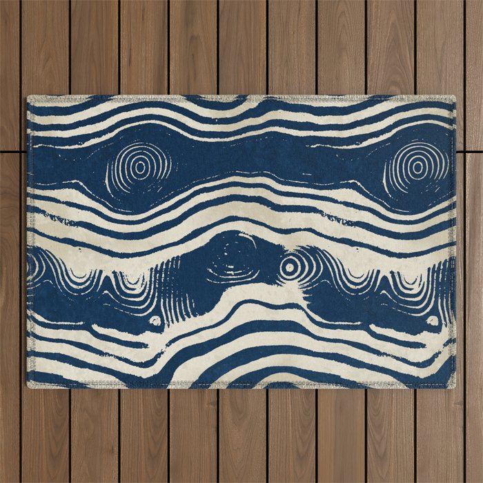 Indigo Tides and Ripple Lines Outdoor Rug Gallery Image 1