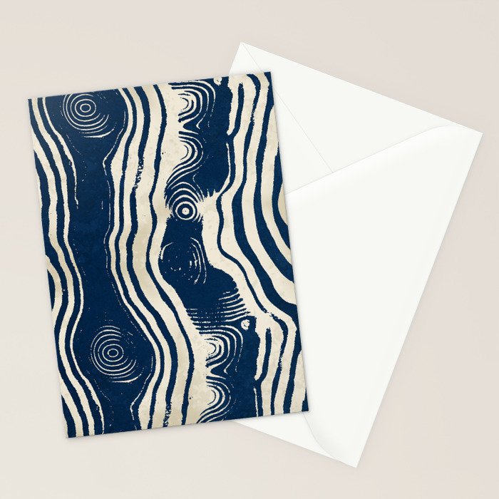 Indigo Tides and Ripple Lines Stationery Card Gallery Image 2