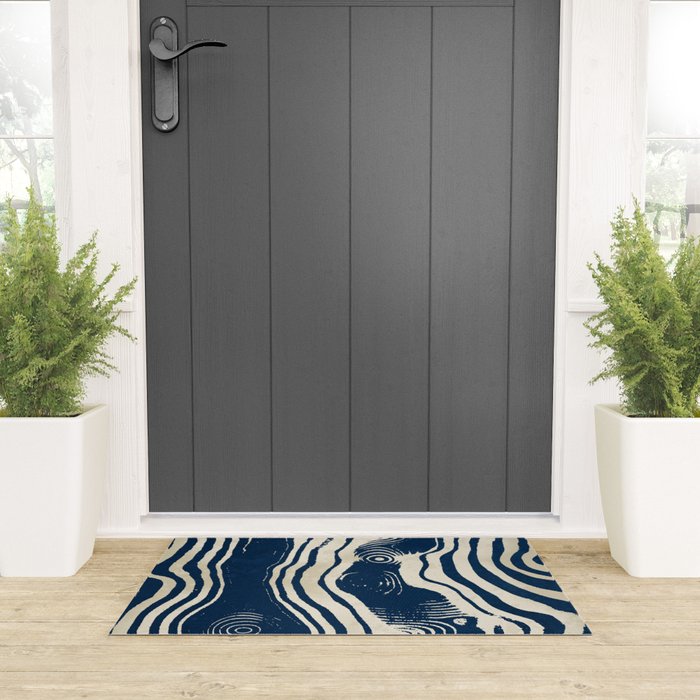 Indigo Tides and Ripple Lines Welcome Mat Gallery Image 3