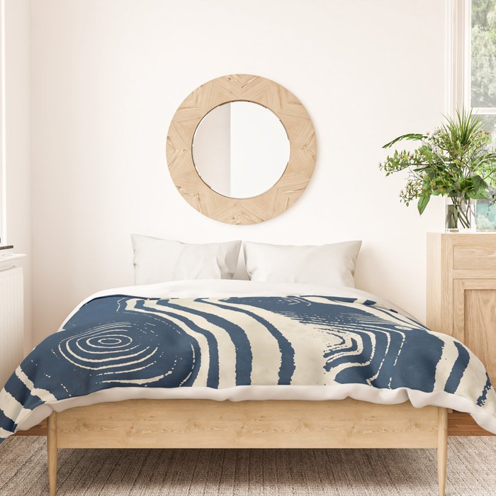 Indigo Tides and Ripple Lines Duvet Cover Gallery Image 3