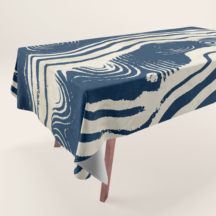 Indigo Tides and Ripple Lines Tablecloth Gallery Image 1