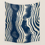 Indigo Tides and Ripple Lines Wall Tapestry Gallery Image 4