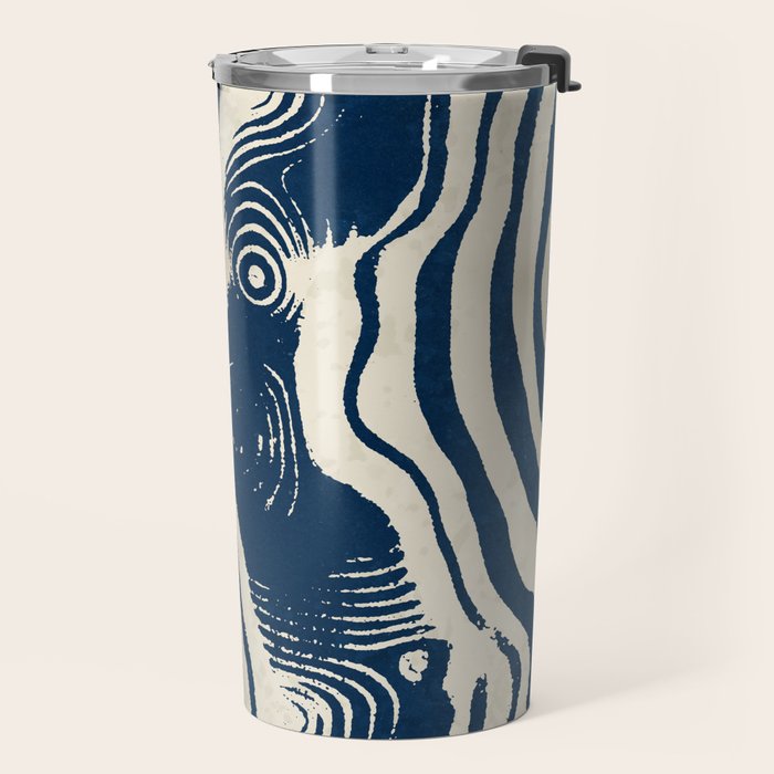 Indigo Tides and Ripple Lines Travel Mug Gallery Image 2