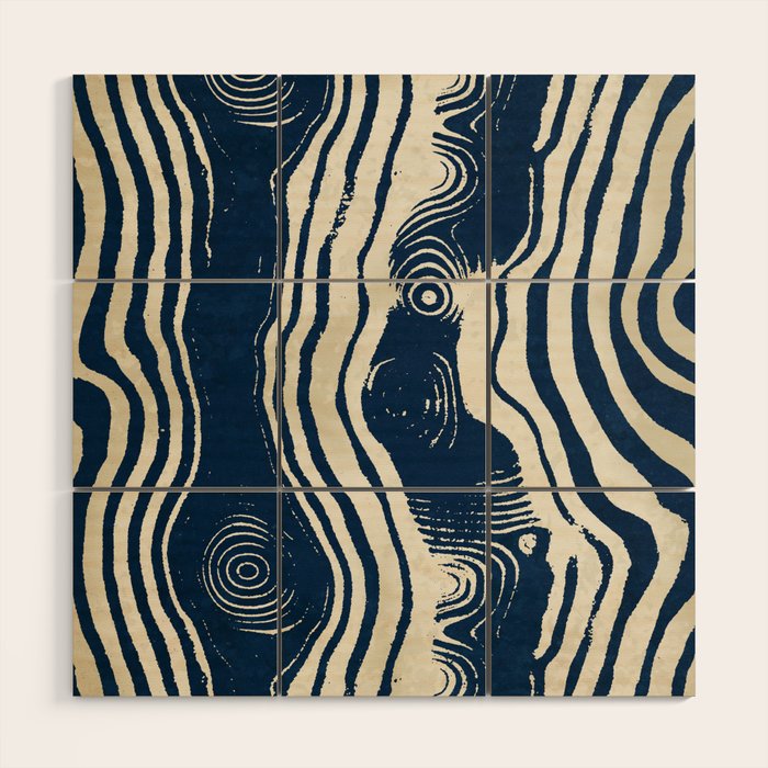 Indigo Tides and Ripple Lines Wood Wall Art Gallery Image 1