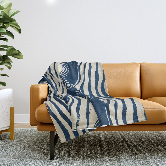Indigo Tides and Ripple Lines Throw Blanket Gallery Image 1