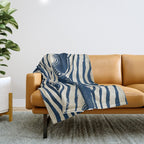 Indigo Tides and Ripple Lines Throw Blanket Gallery Image 1
