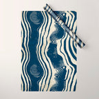 Indigo Tides and Ripple Lines Wrapping Paper Gallery Image 1