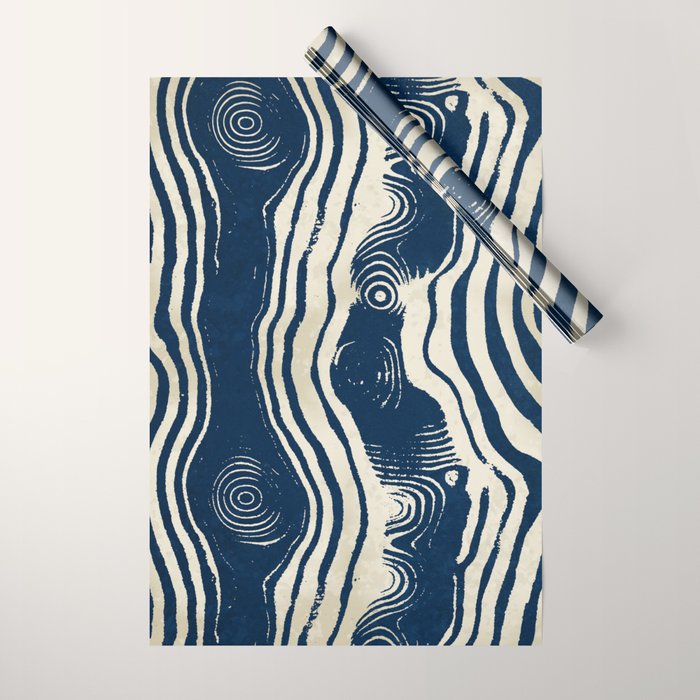 Indigo Tides and Ripple Lines Wrapping Paper Gallery Image 1