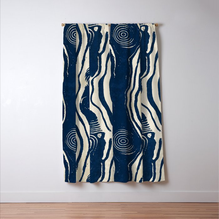 Indigo Tides and Ripple Lines Window Curtain Gallery Image 3