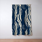 Indigo Tides and Ripple Lines Window Curtain Gallery Image 3