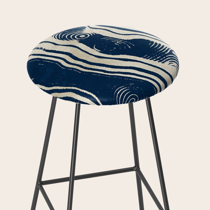 Indigo Tides and Ripple Lines Stool Gallery Image 2