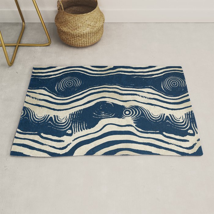 Indigo Tides and Ripple Lines Rug Gallery Image 1