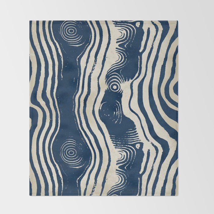Indigo Tides and Ripple Lines Throw Blanket Gallery Image 2