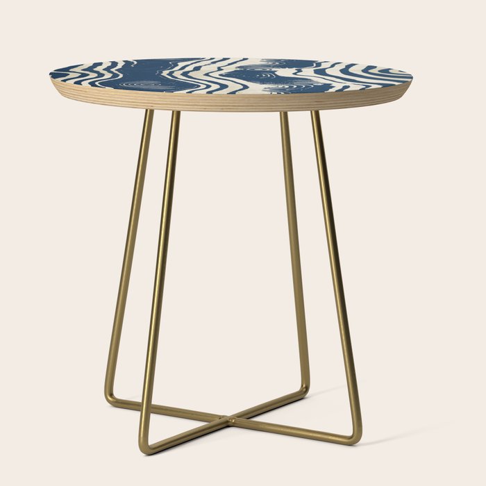 Indigo Tides and Ripple Lines Side Table Gallery Image 1