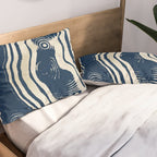 Indigo Tides and Ripple Lines Pillow Sham Gallery Image 2