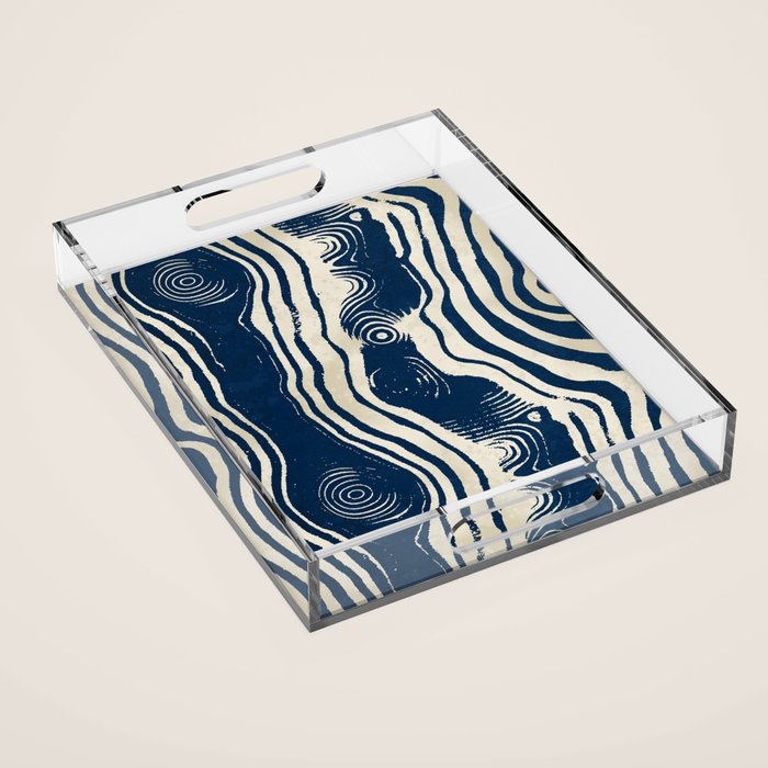 Indigo Tides and Ripple Lines Acrylic Tray Gallery Image 1
