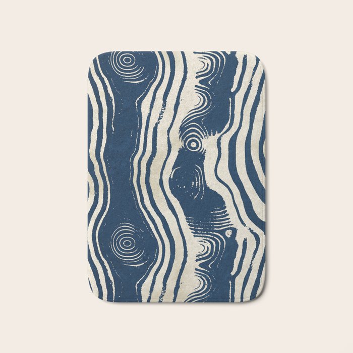 Indigo Tides and Ripple Lines Bath Mat Gallery Image 1