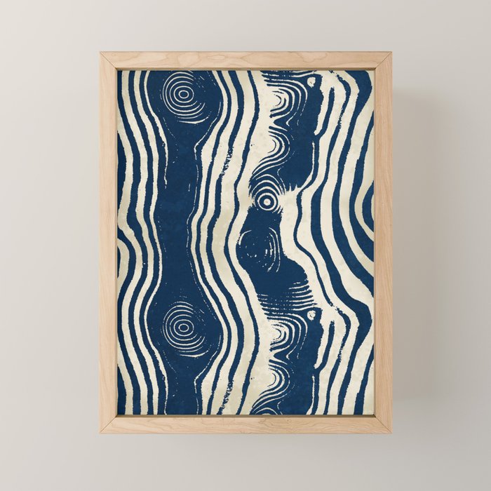 Indigo Tides and Ripple Lines Mini Art Print Gallery Image 1