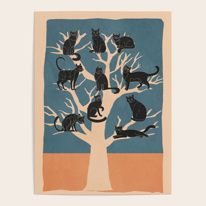 Black Cats in Tree 03 Poster Gallery Image 1