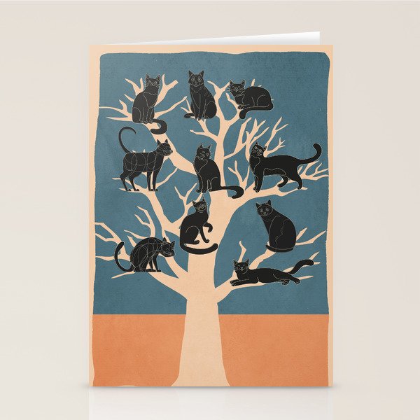 Black Cats in Tree 03 Stationery Card Gallery Image 1
