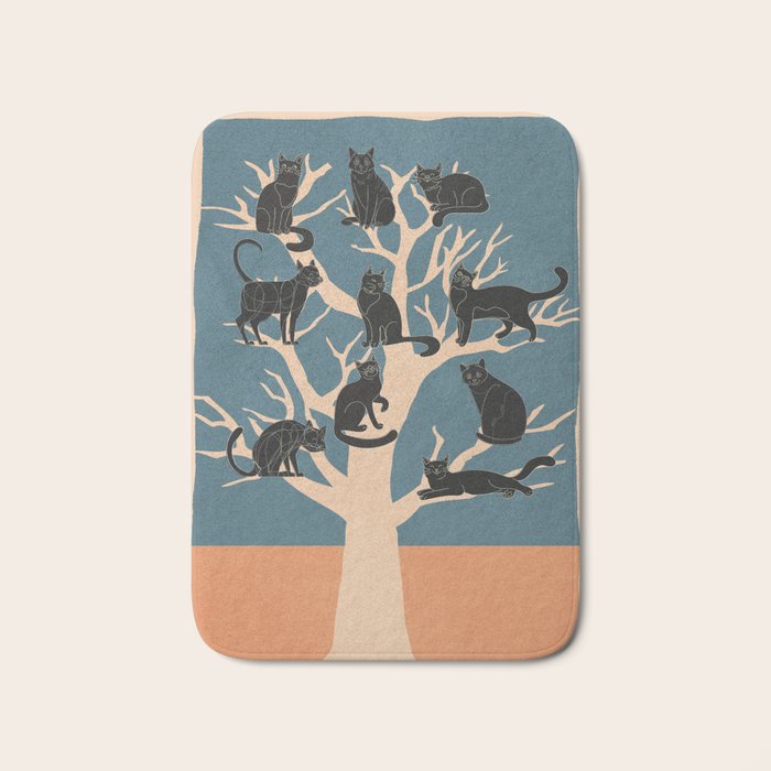 Black Cats in Tree 03 Bath Mat Gallery Image 1