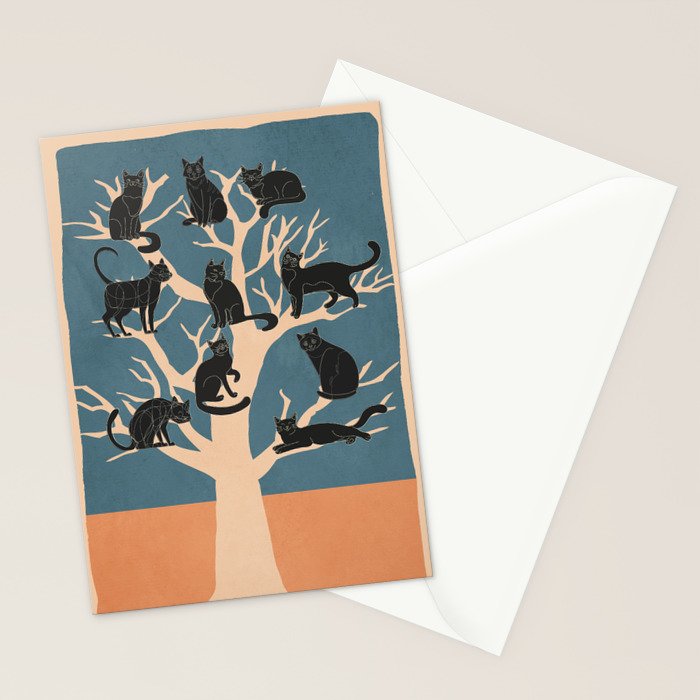 Black Cats in Tree 03 Stationery Card Gallery Image 2