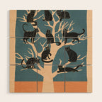 Black Cats in Tree 03 Wood Wall Art Gallery Image 1